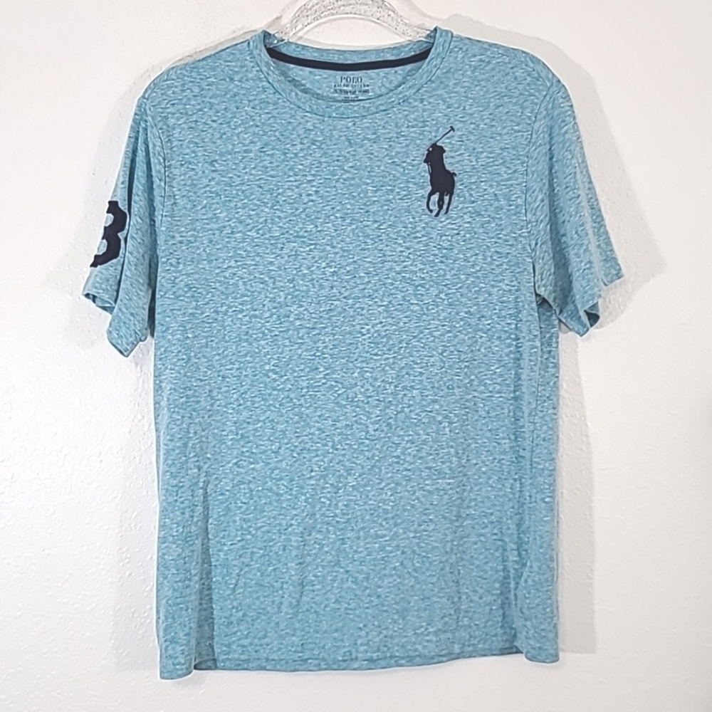 POLO RALPH LAUREN Blue Boys Short Sleeve Shirt w/Front Logo, size XL (18-20)